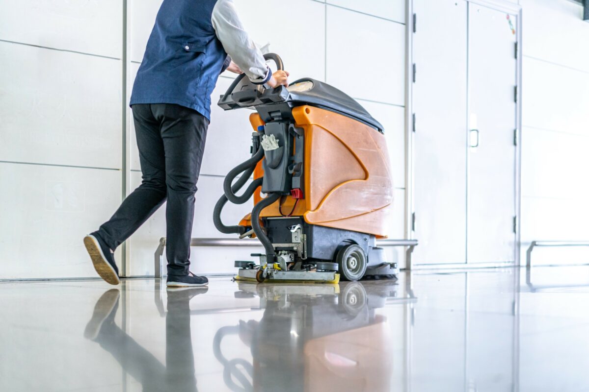 Floor Machine In Use With Lithium Battery