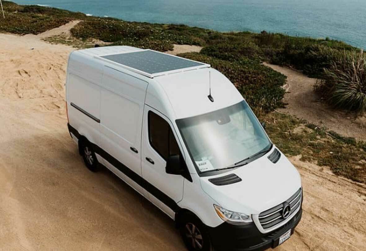 RV solar panels on a custom camper van