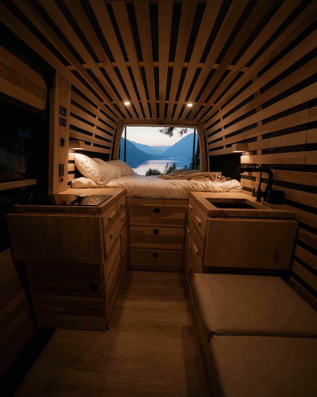 Camper Van Sleeping Setup