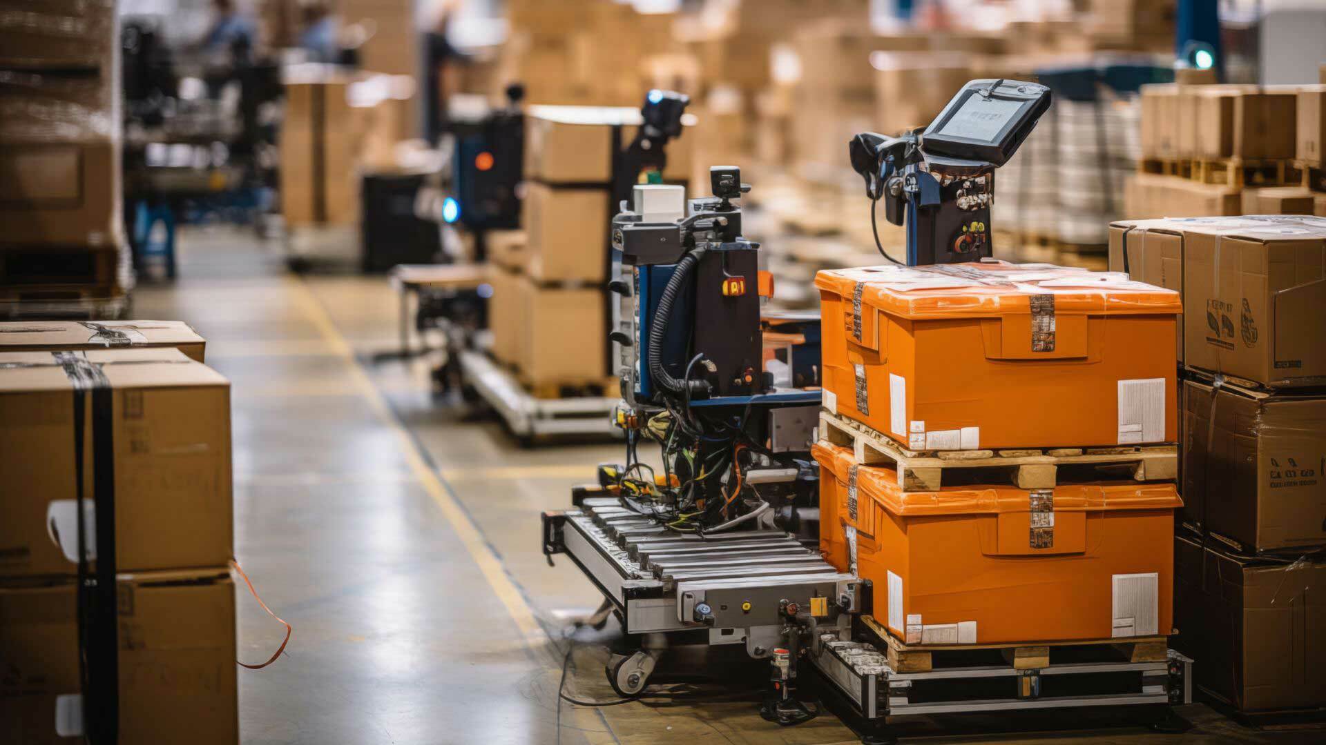 Material handling AGV in a warehouse